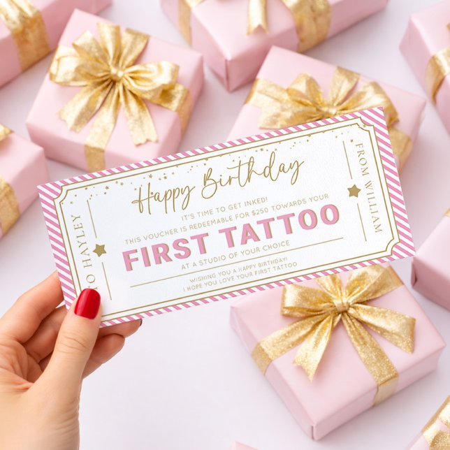 Tarjeta de regalo de cumpleaños con primer tatuaje (Subido por el creador)