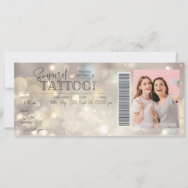 Tarjeta de regalo de cumpleaños con tatuaje person (Anverso)