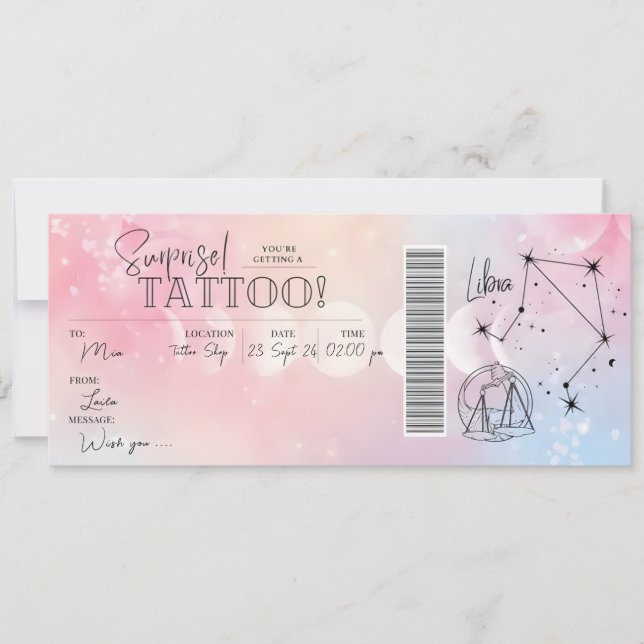 Tarjeta de regalo de cumpleaños con vale de tatuaj (Anverso)