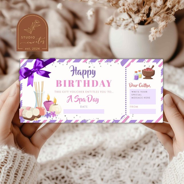 Tarjeta de regalo de cumpleaños de día de spa (Subido por el creador)