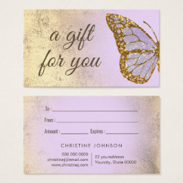 tarjeta de regalo de diseño de mariposa lavanda