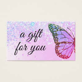 tarjeta de regalo de diseño de mariposa purpurina
