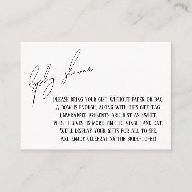 Tarjeta de regalo de ducha de exhibición nupcial s (Anverso)