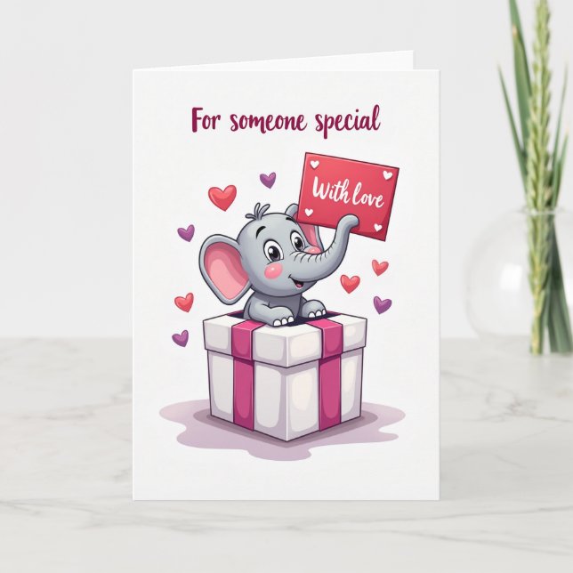 Tarjeta de regalo de elefante de amor (Anverso)