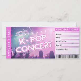 Tarjeta de regalo de entrada para concierto sorpre