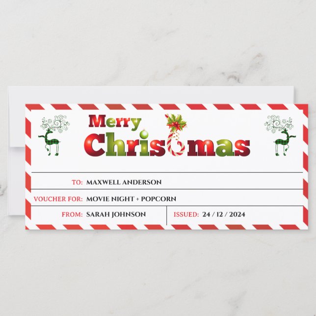 Tarjeta de regalo de Feliz Navidad (Anverso)