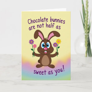 Tarjeta de regalo de flor de conejito dulce