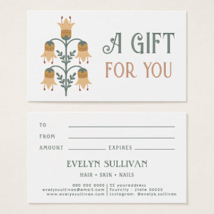 tarjeta de regalo de flores de arte folclórico ama