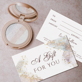 tarjeta de regalo de formas acuarelas purpurinas