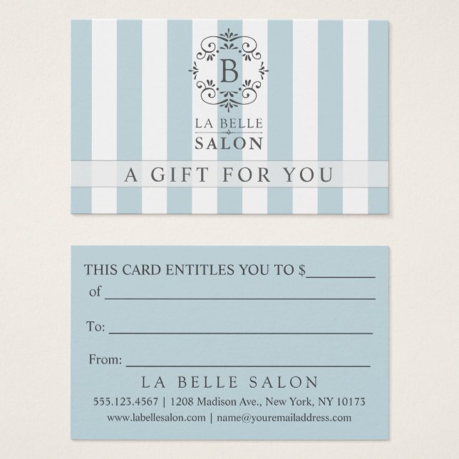 Tarjeta de regalo de franjas de izamiento azul con (Anverso y reverso)
