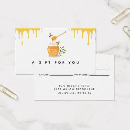 Tarjeta de regalo de granja de miel orgánica moder