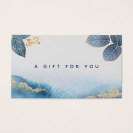 Tarjeta de regalo de hojas botánicas Blue Gold Wat