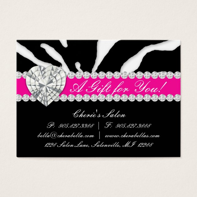 Tarjeta de regalo de joyas de salón cebra labios d (Frente)