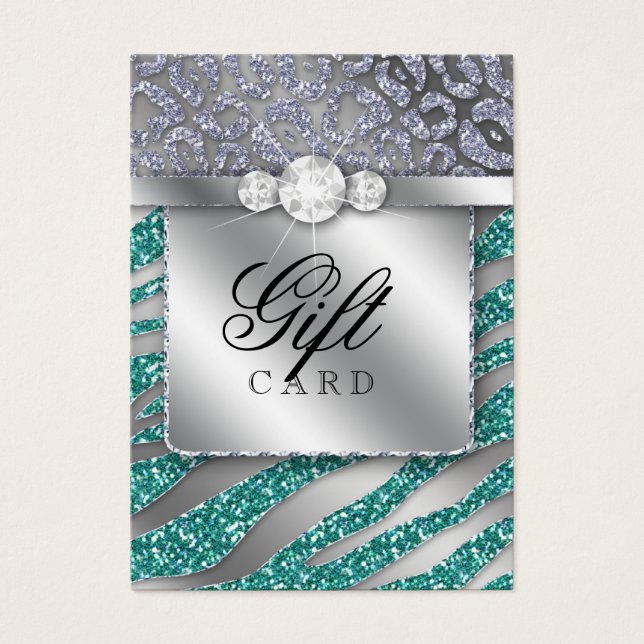 Tarjeta de regalo de joyería de cebra de plata (Frente)
