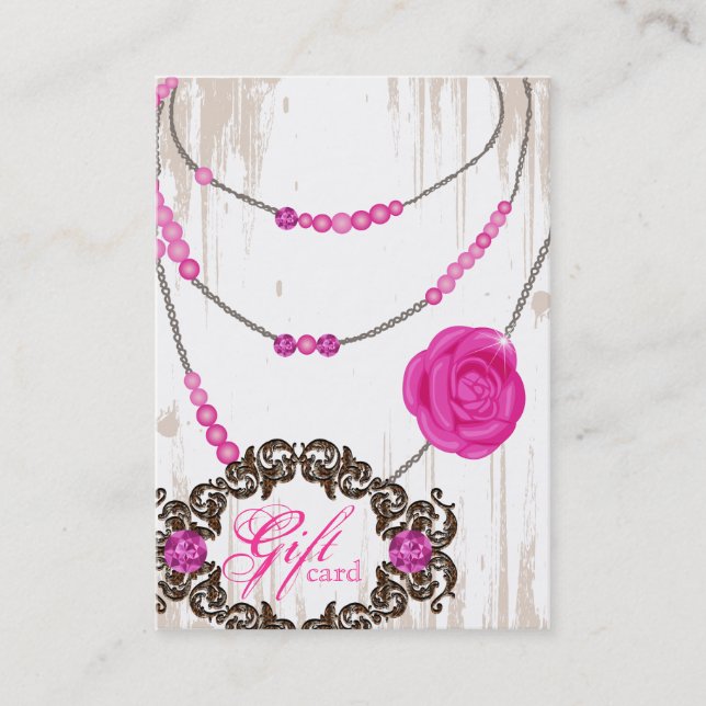 Tarjeta de regalo de joyería Rosa collar diamantes (Anverso)