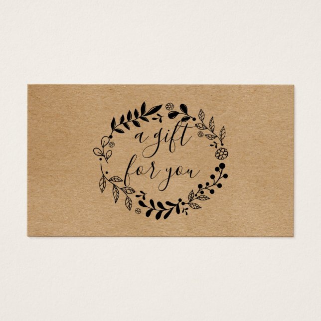 Tarjeta de regalo de Kraft Rustic Garland (Frente)