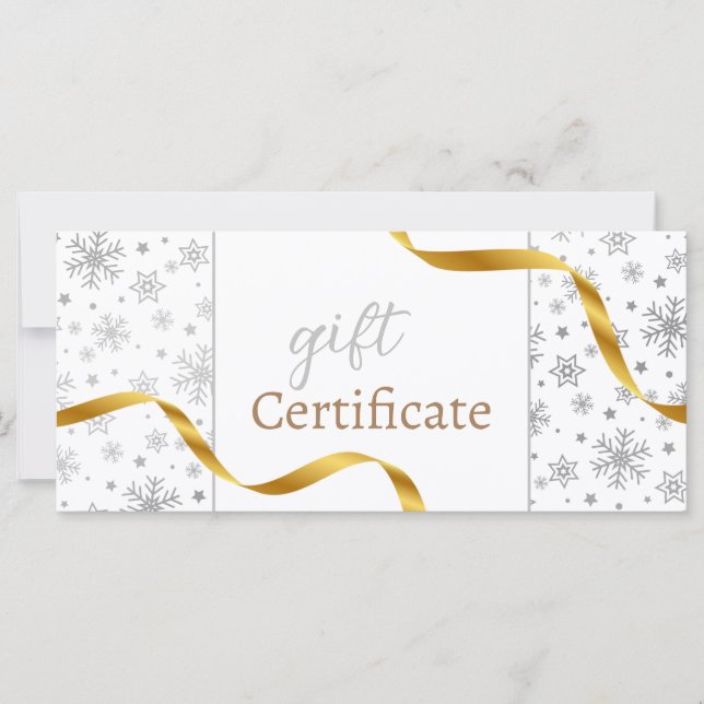 Tarjeta de regalo de la cinta dorada de copos de n (Anverso)