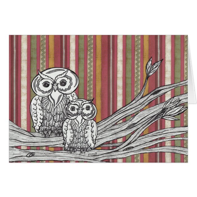Tarjeta de regalo de los búhos 06 (Anverso (Horizontal))