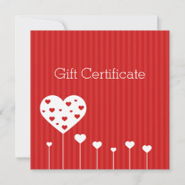 Tarjeta de regalo de los corazones blancos rojos e