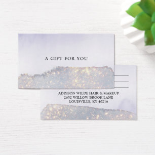 Tarjeta de regalo de lujo de purpurina holográfica