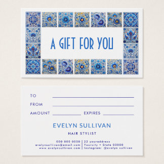 Tarjeta de regalo de marco de azulejos mediterráne