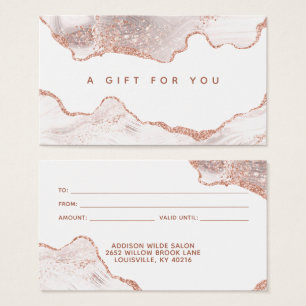Tarjeta de regalo de mármol blanco chic con agata