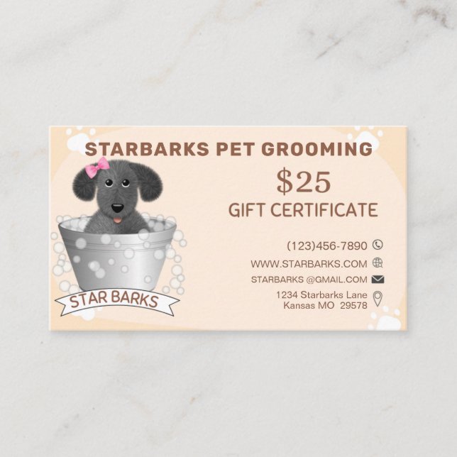 Tarjeta de regalo de mascota Groomers (Anverso)