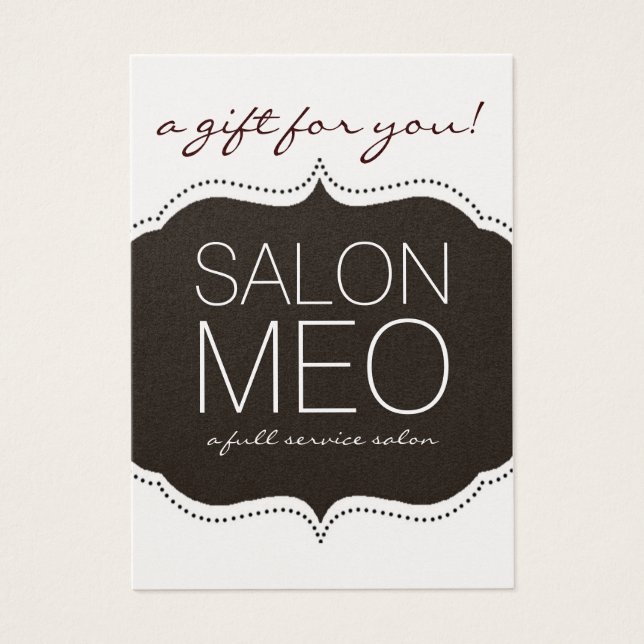 TARJETA DE REGALO DE MEO DE SALON (Frente)