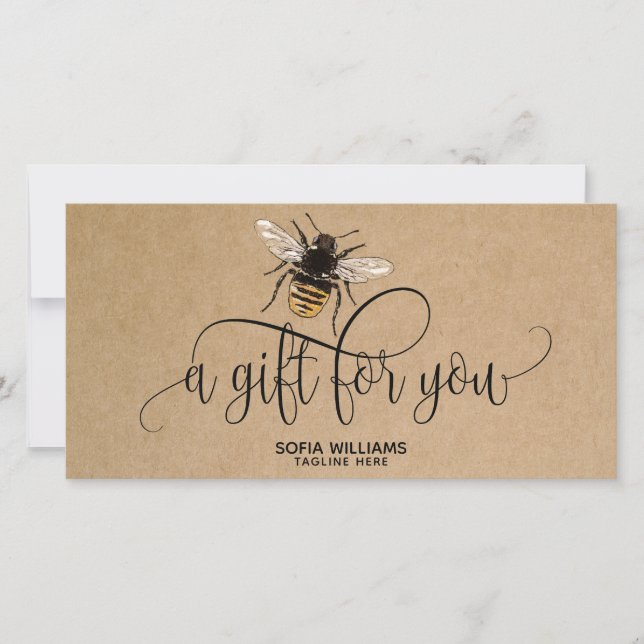 Tarjeta de regalo de miel de abeja de abeja modern (Anverso)