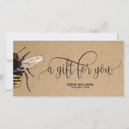 Tarjeta de regalo de miel de abeja de abeja modern