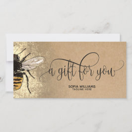Tarjeta de regalo de miel de abeja de abeja modern