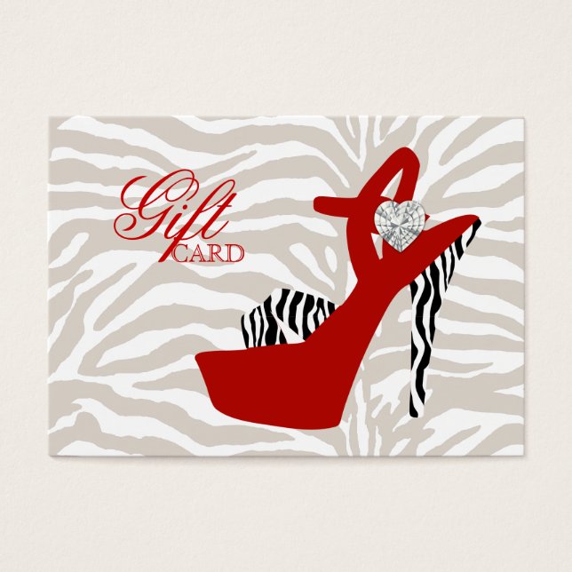 Tarjeta de regalo de moda de VALENTINE Zebra Rojo (Frente)