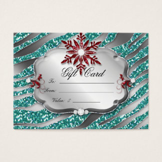 Tarjeta de regalo de navidad cebra Verde azulada a