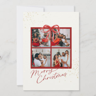 Tarjeta de regalo de Navidad con foto collage lazo
