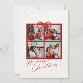 Tarjeta de regalo de Navidad con foto collage lazo