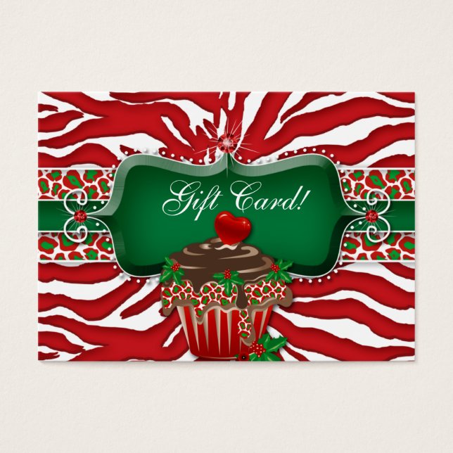 Tarjeta de regalo de Navidad Cupcake Corazón de le (Frente)