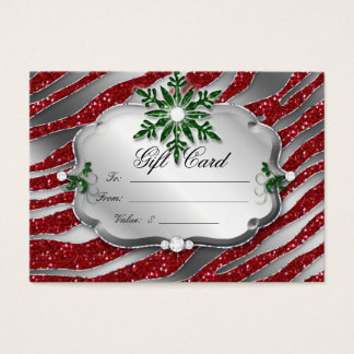 Tarjeta de regalo de navidad joyas cebra verde roj