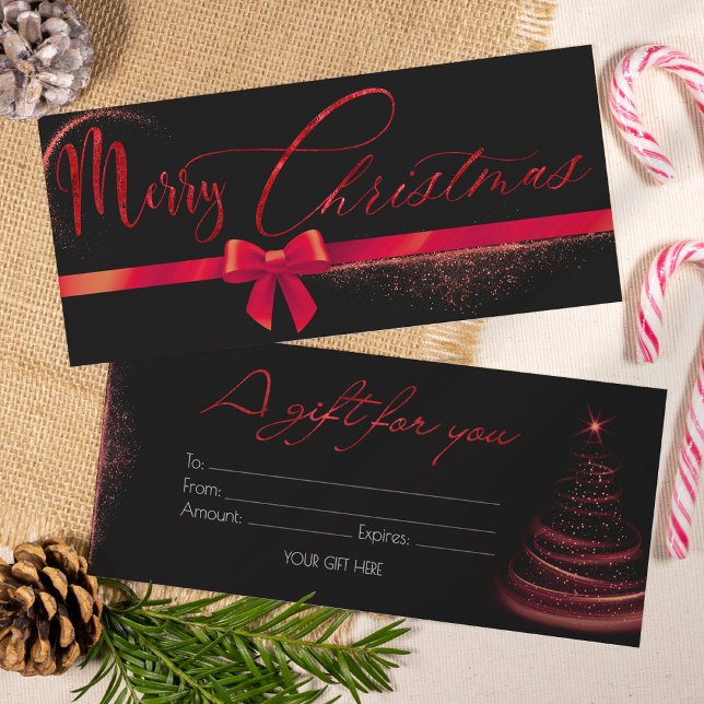 Tarjeta de regalo de Navidad moderna en rojo y neg (Subido por el creador)