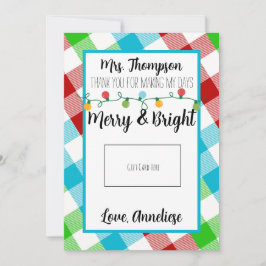 Tarjeta de regalo de Navidad para maestro Alegre y