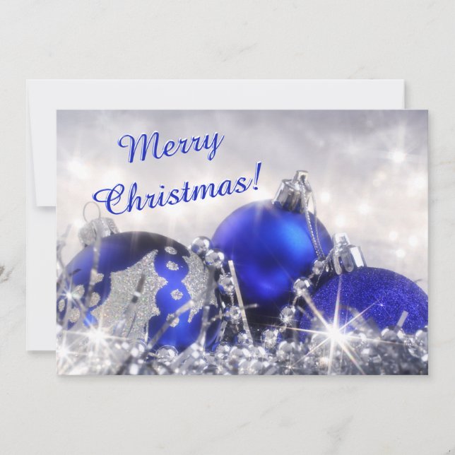 Tarjeta De Regalo De Navidad Plata Y Blue Merry (Anverso)