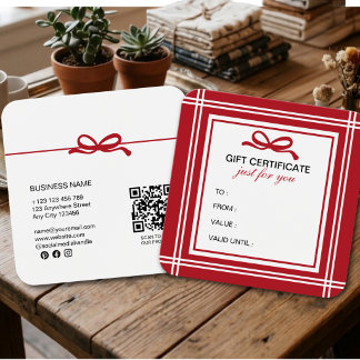 Tarjeta de regalo de negocio de vacaciones rojas b