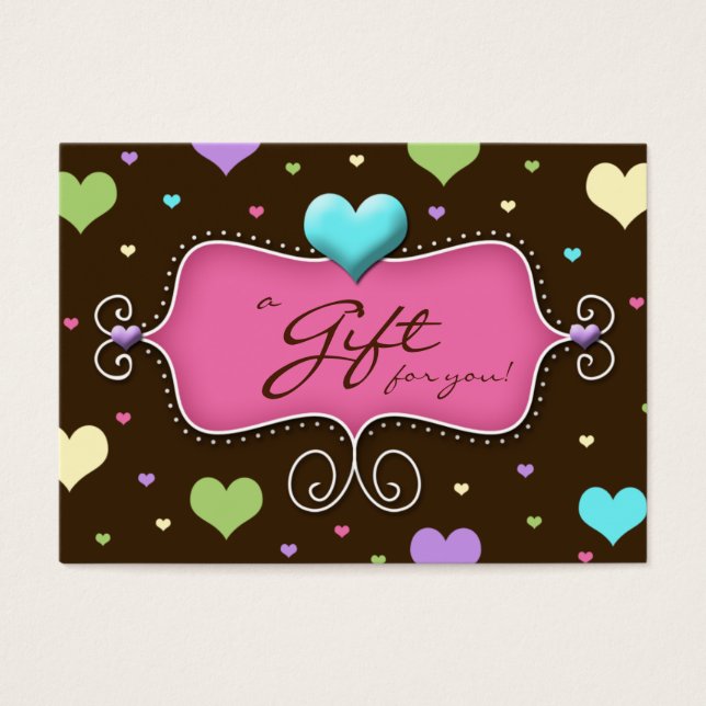 Tarjeta de regalo de panadería Corazones de chocol (Frente)