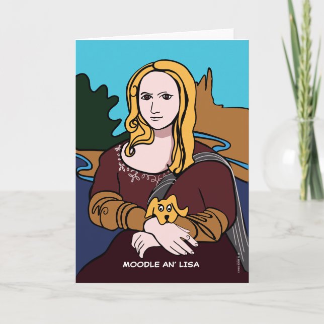 Tarjeta de regalo de perro divertida Moodle An' Li (Anverso)