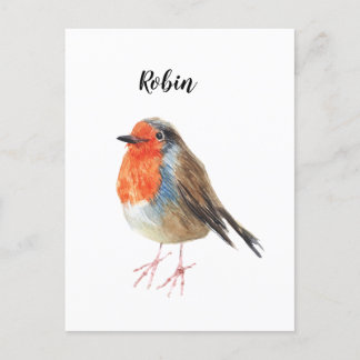 Tarjeta de regalo de petirrojo pájaro pintado a la