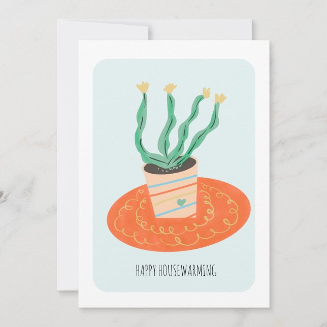 Tarjeta de regalo de planta de cactus para estrena (Anverso)