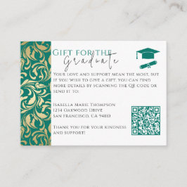 Tarjeta de regalo de regalo de graduación verde y