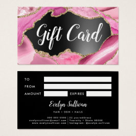 Tarjeta de regalo de Relieve metalizado negro rosa