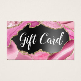 Tarjeta de regalo de Relieve metalizado negro rosa