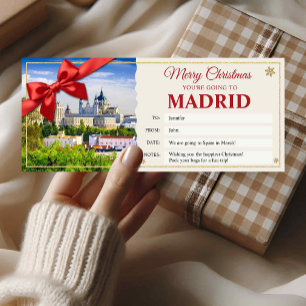 Tarjeta de regalo de revelación de viaje a Madrid