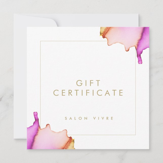 Tarjeta de regalo de salón acuarela Minimalista mo (Anverso)